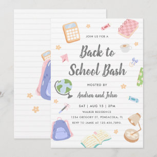 Bunte Pastell-Feste-zurück-zu-Schule-Party Einladung