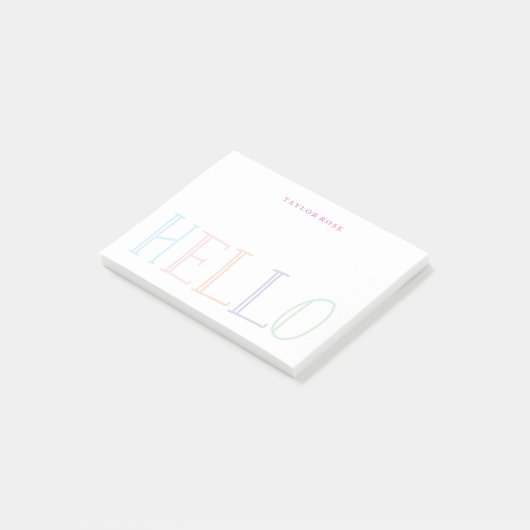 Bunte Pastell-hallo personalisierte Post-it Klebezettel (angewinkelt)