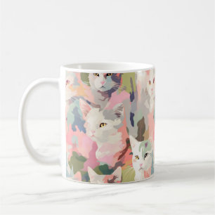 Bunte Pastell-Katzen Muster Kaffeetasse