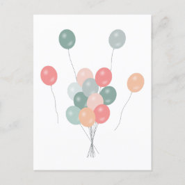 Bunte Pastell Party Balloons Feiertagspostkarte