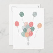 Bunte Pastell Party Balloons Feiertagspostkarte (Vorne/Hinten)