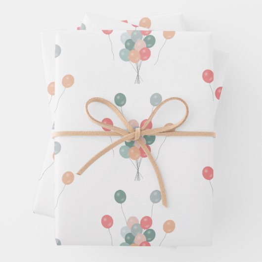Bunte Pastell Party Balloons Geschenkpapier Set (Beispiel)
