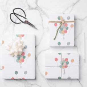 Bunte Pastell Party Balloons Geschenkpapier Set
