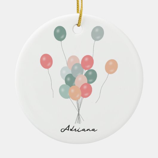 Bunte Pastell Party Balloons Keramik Ornament (Vorne)