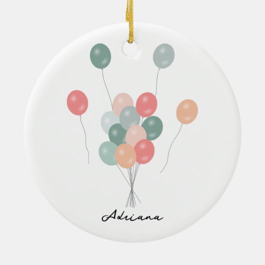 Bunte Pastell Party Balloons Keramik Ornament (Hinten)