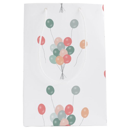 Bunte Pastell Party Balloons Mittlere Geschenktüte (Vorderseite)