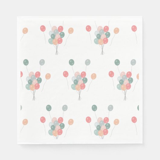 Bunte Pastell Party Balloons Serviette (Vorderseite)