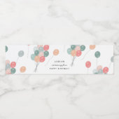 Bunte Pastelle Geburtstagsparty Balloons Moderne Wasserflaschenetikett (Einzelnes Label)