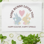 Bunte Pastellfarben Osterhäuser mit Herz Geschirrtuch (Gefaltet)