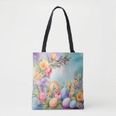 BUNTE PASTELLFARBENE OSTERN BLUMEN UND EIER TASCHE (Vorderseite)