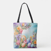 BUNTE PASTELLFARBENE OSTERN BLUMEN UND EIER TASCHE (Rückseite)