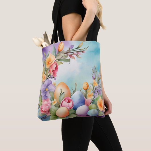 BUNTE PASTELLFARBENE OSTERN BLUMEN UND EIER TASCHE (Von Nahem)