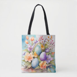 BUNTE PASTELLFARBENE OSTERNBLUMEN UND EIER TASCHE