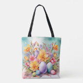 BUNTE PASTELLFARBENE OSTERNBLUMEN UND EIER TASCHE (Rückseite)