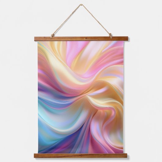 Bunte Pastellseide Wandteppich Mit Holzrahmen (Vorderseite)
