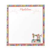 Bunte Patchwork-Nähmaschine Notizblock (Vorderseite)