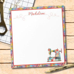 Bunte Patchwork-Nähmaschine Notizblock