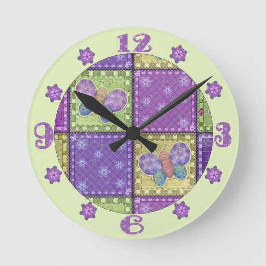 Bunte Patchwork-Wanduhr Runde Wanduhr (Vorderseite)