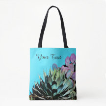 Bunte personalisierte Tasche, Agave u. Kaktus