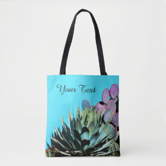 Bunte personalisierte Tasche, Agave u. Kaktus Tasche