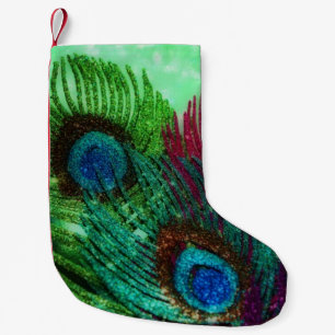 Bunte Pfau-Federn Kleiner Weihnachtsstrumpf