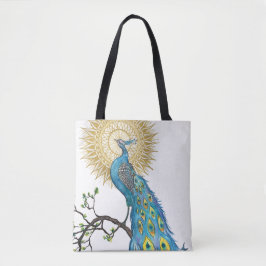 Bunte Pfau-Mandala Tasche