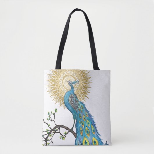 Bunte Pfau-Mandala Tasche (Vorderseite)