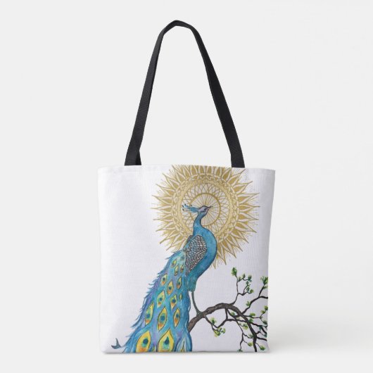Bunte Pfau-Mandala Tasche (Rückseite)