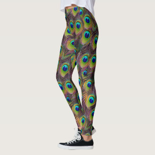 Bunte Pfauenfedern Blau und Grün Leggings