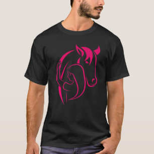 Bunte Pferd Reiten Reiter Pferd Silhouette T-Shirt