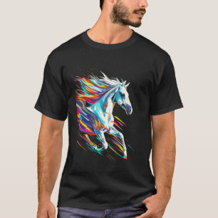 Bunte Pferde Kunst Reiten Reiter Geschenk Gif T-Shirt