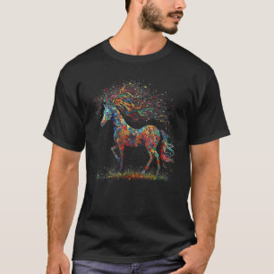 Bunte Pferdebaum-Kunst Pferdemotiv T-Shirt