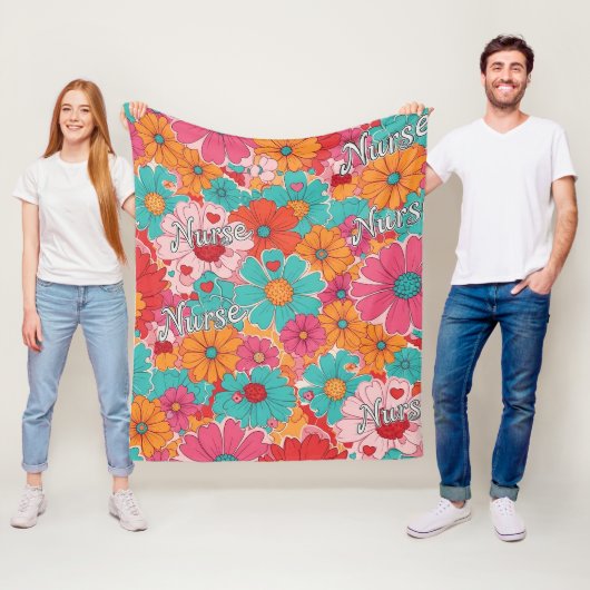 Bunte Pflegekraft Blumenmuster (1) Fleecedecke (Beispiel)