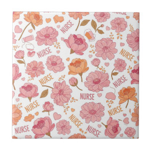 Bunte Pflegekraft Blumenmuster (3) Fliese