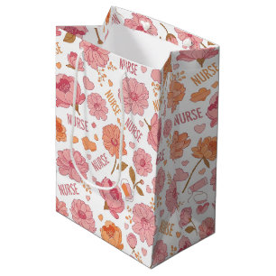 Bunte Pflegekraft Blumenmuster (3) Mittlere Geschenktüte
