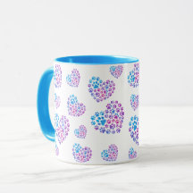 Bunte Pfoten in Herzen Tasse