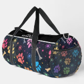 Bunte Pfoten-Knochen-Kosmische-Monogramm-Personali Duffle Bag (Rechte Ecke)