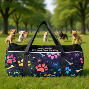Bunte Pfoten-Knochen-Kosmische-Monogramm-Personali Duffle Bag