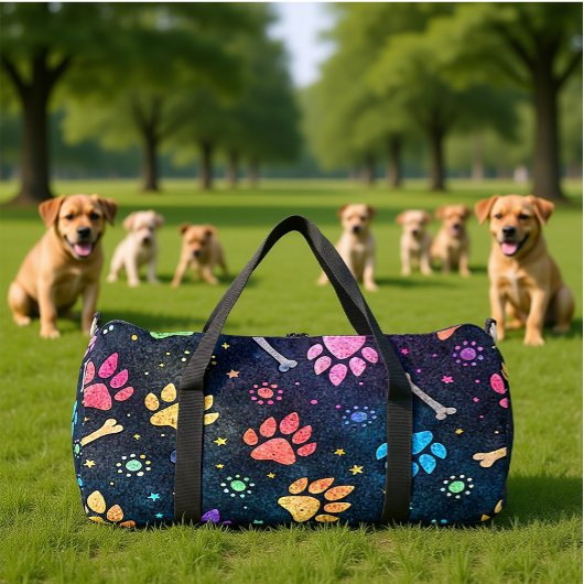 Bunte Pfoten-Knochen-Kosmische Monogramm Personali Duffle Bag
