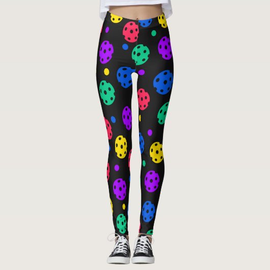 Bunte Pickleball-Balls  Leggings (Vorderseite)