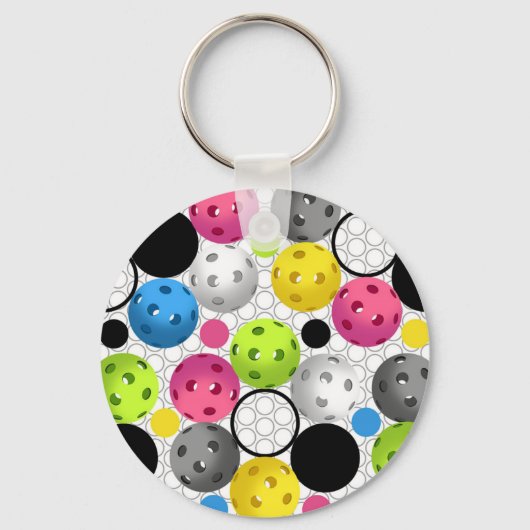 Bunte Pickleball Polka Dots - Schlüsselanhänger (Vorderseite)