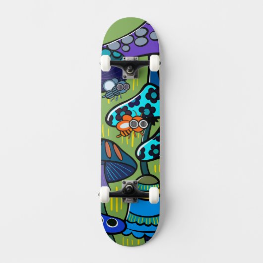 Bunte Pilzillustration Skateboard (Vorderseite)