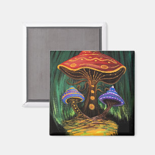 Bunte Pilzkunst Whimsical Cottagecore Kühlschrank Magnet