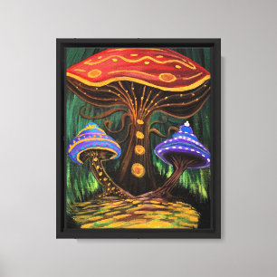 Bunte Pilzkunst Whimsical Cottagecore-Wald Leinwanddruck