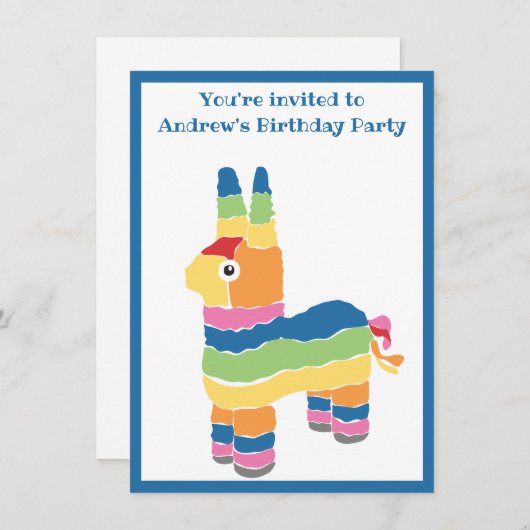 Bunte Pinata Geburtstagsparty Einladung (Vorne/Hinten)
