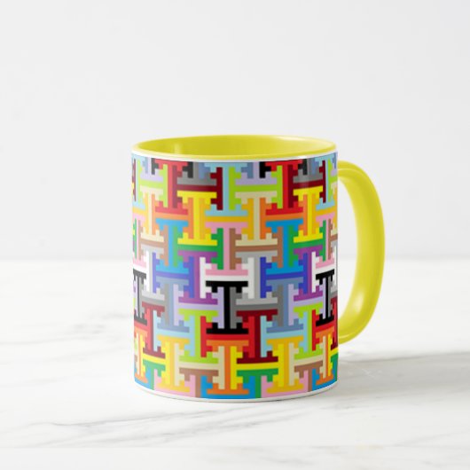 Bunte Pixelmuster-Tasse Tasse (VorderseiteRechts)