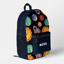 Bunte Planeten und Sterne Weltraum-Schule Bedruckter Rucksack