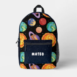 Bunte Planeten und Sterne Weltraum-Schule Bedruckter Rucksack