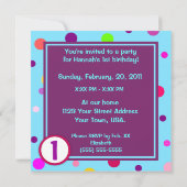 Bunte Polka Dots Foto Geburtstagsparty Einladung (Rückseite)