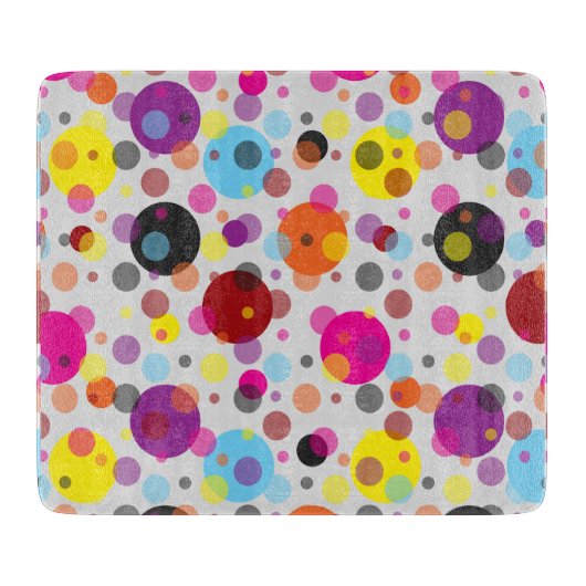 Bunte Polka Dots Square Schneidebrett (Vorderseite)